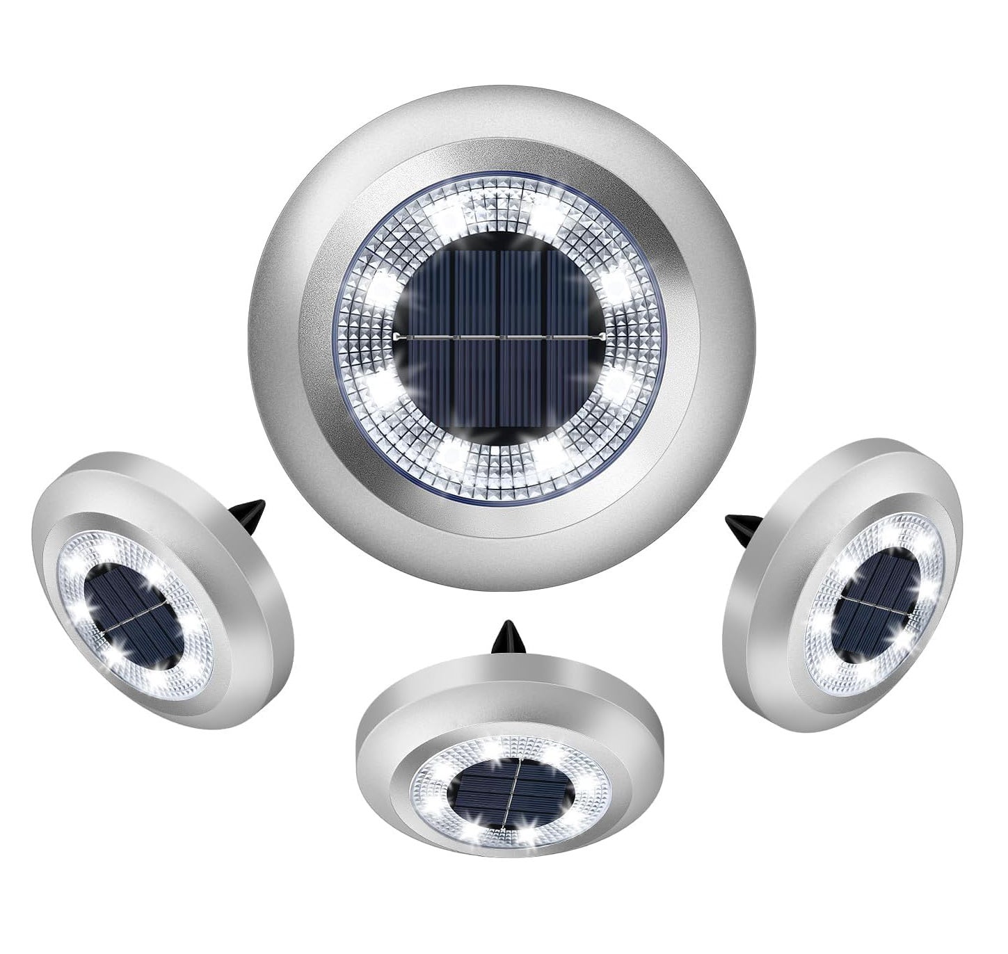 Zewnętrzna solarna lampa kanałowa z białym światłem, 4 sztuki, 8LED, podziemna solarna lampa dyskowa