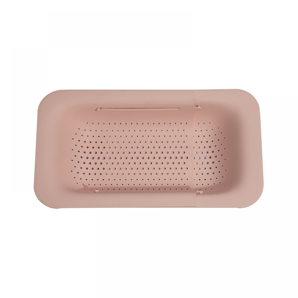 Różowy plastikowy, regulowany, teleskopowy ociekacz, plastikowy zlew do warzyw do kuchni domowej, kosz do przechowywania zlewu