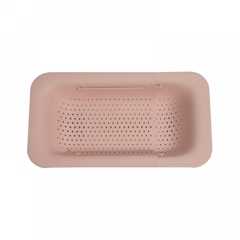 Różowy plastikowy, regulowany, teleskopowy ociekacz, plastikowy zlew do warzyw do kuchni domowej, kosz do przechowywania zlewu