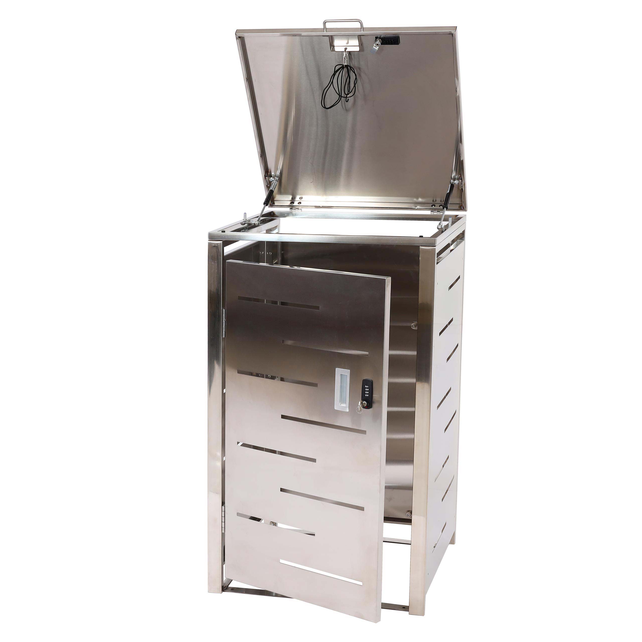 1-pojemnikowa pokrywa kosza na śmieci HWC-E83, wysuwana pokrywa kosza na śmieci 103x60x62cm ~ stal nierdzewna 23kg