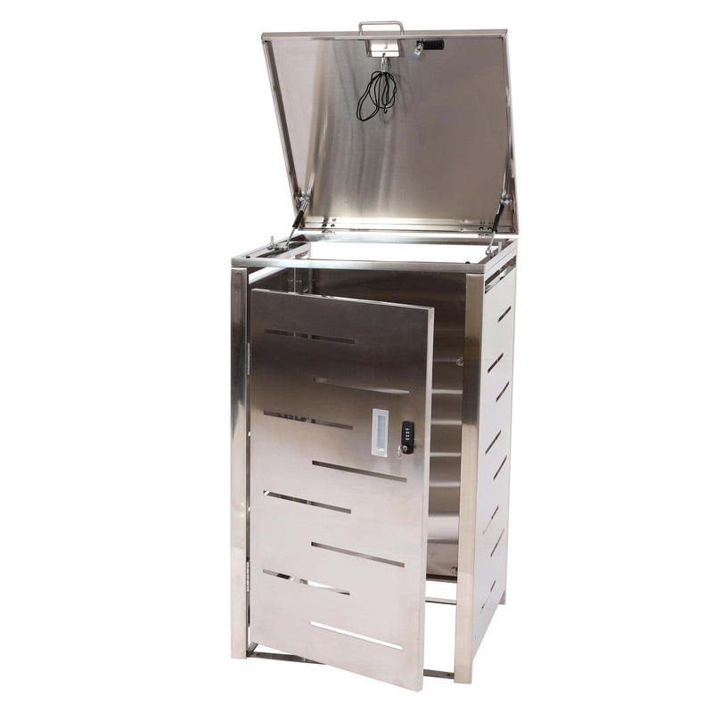 1-pojemnikowa pokrywa kosza na śmieci HWC-E83, wysuwana pokrywa kosza na śmieci 103x60x62cm ~ stal nierdzewna 23kg