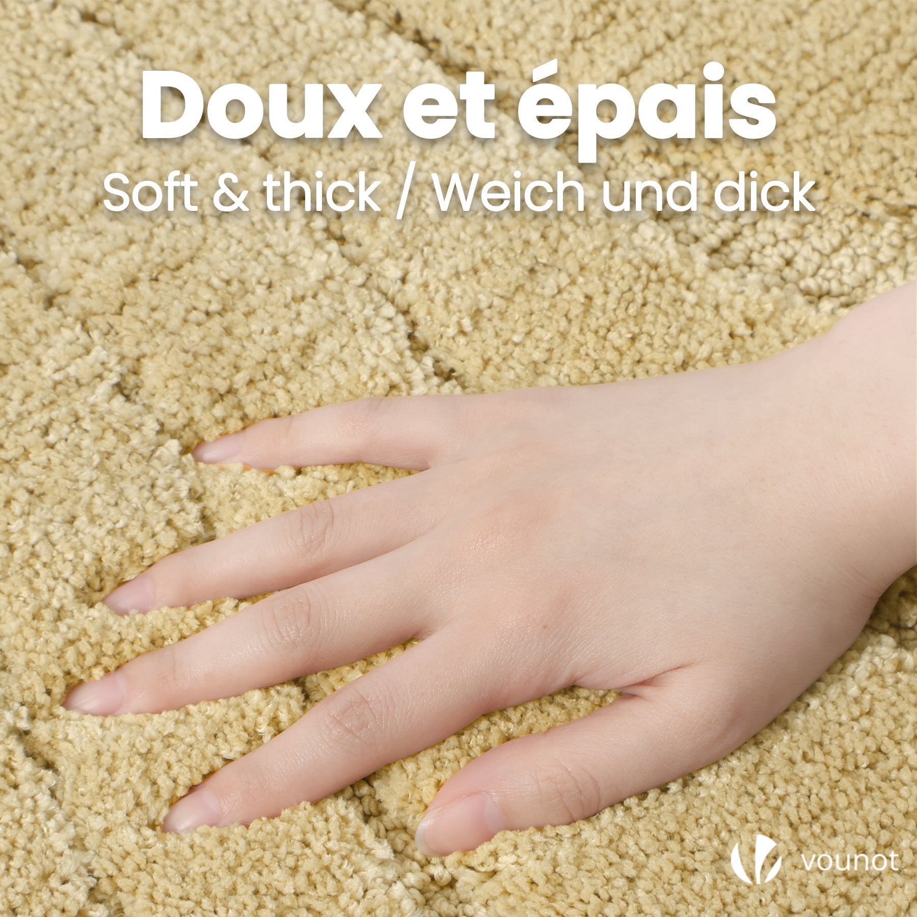Tapis de Bain Antidérapant microfibre motif ondulé 50x80cm beige VOUNOT® - 3