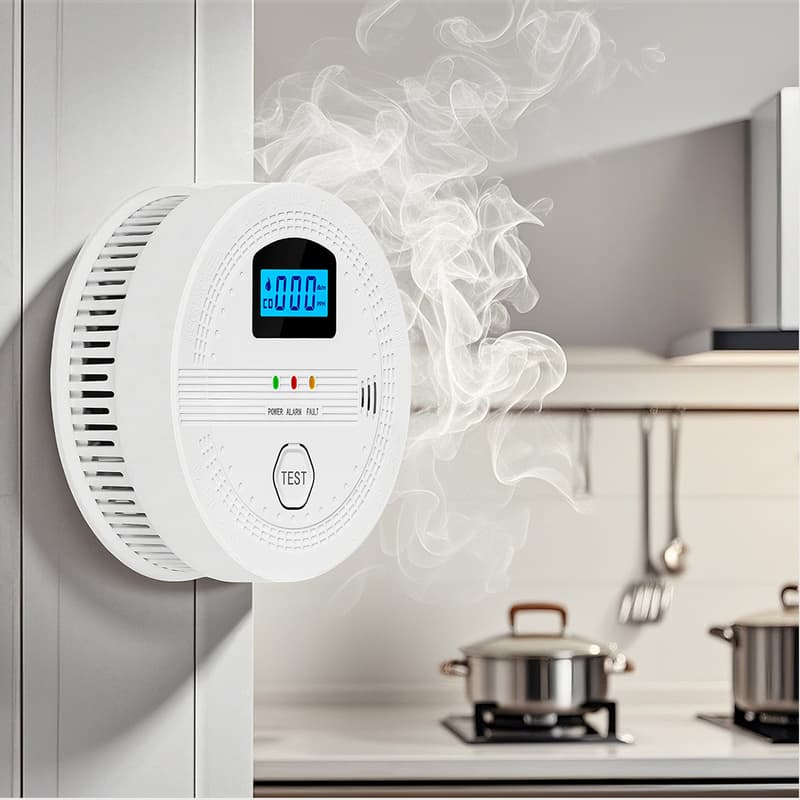 Rilevatore di fumo e monossido di carbonio 2 in 1 per la casa, con display (inglese), senza batteria, 10,7 × 10,7 × 3,8 cm - 8