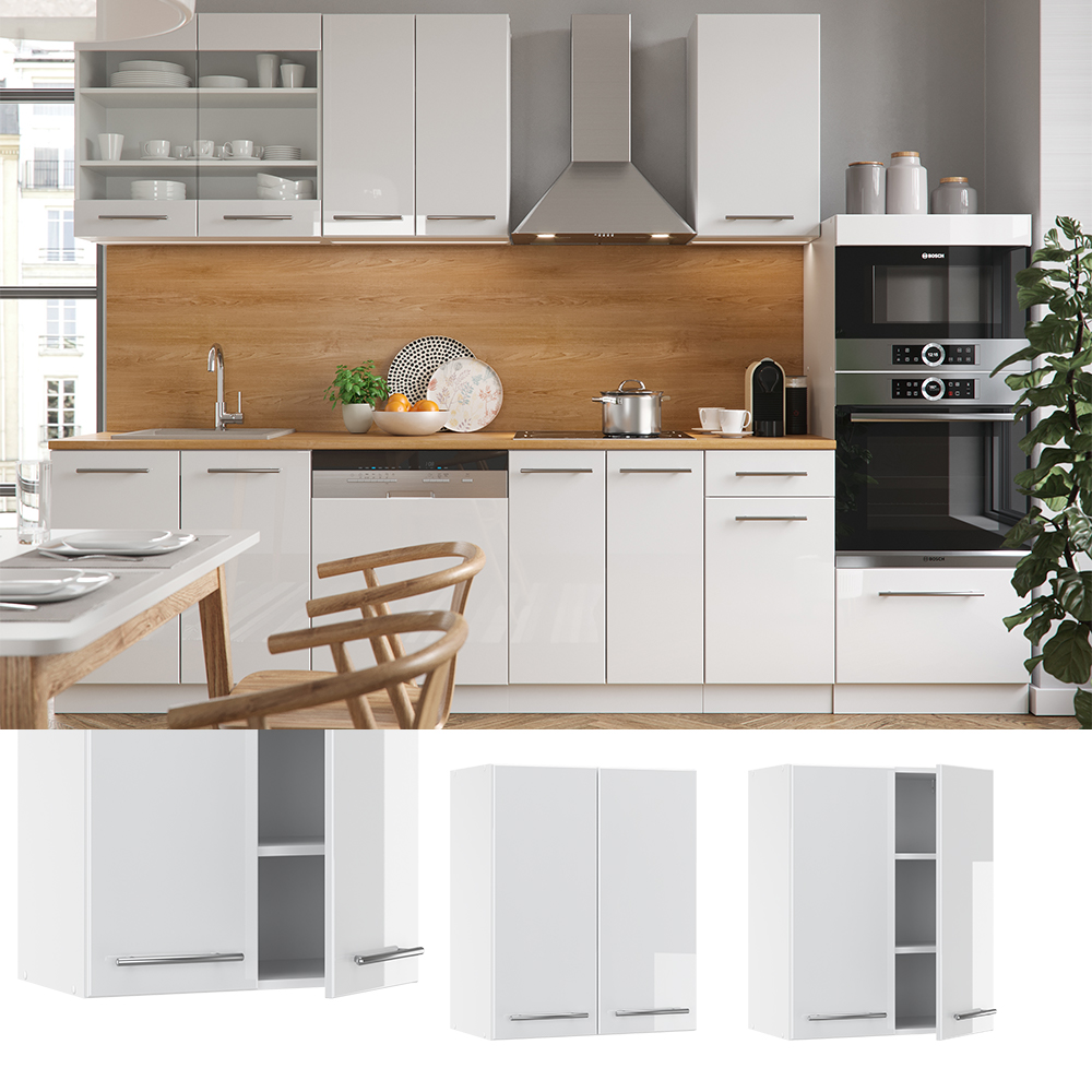 Vicco Elément haut de cuisine Fame-Line, Blanc Haute brillance, 60cm - 2