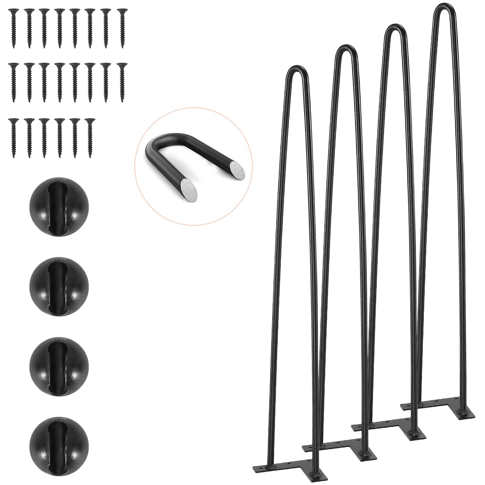 Zestaw 4 nóg do stołu nogi typu hairpin wysokość 710mm płyta montażowa 110x110mm nogi typu hairpin ze stali węglowej malowane proszkowo nośność VEVOR