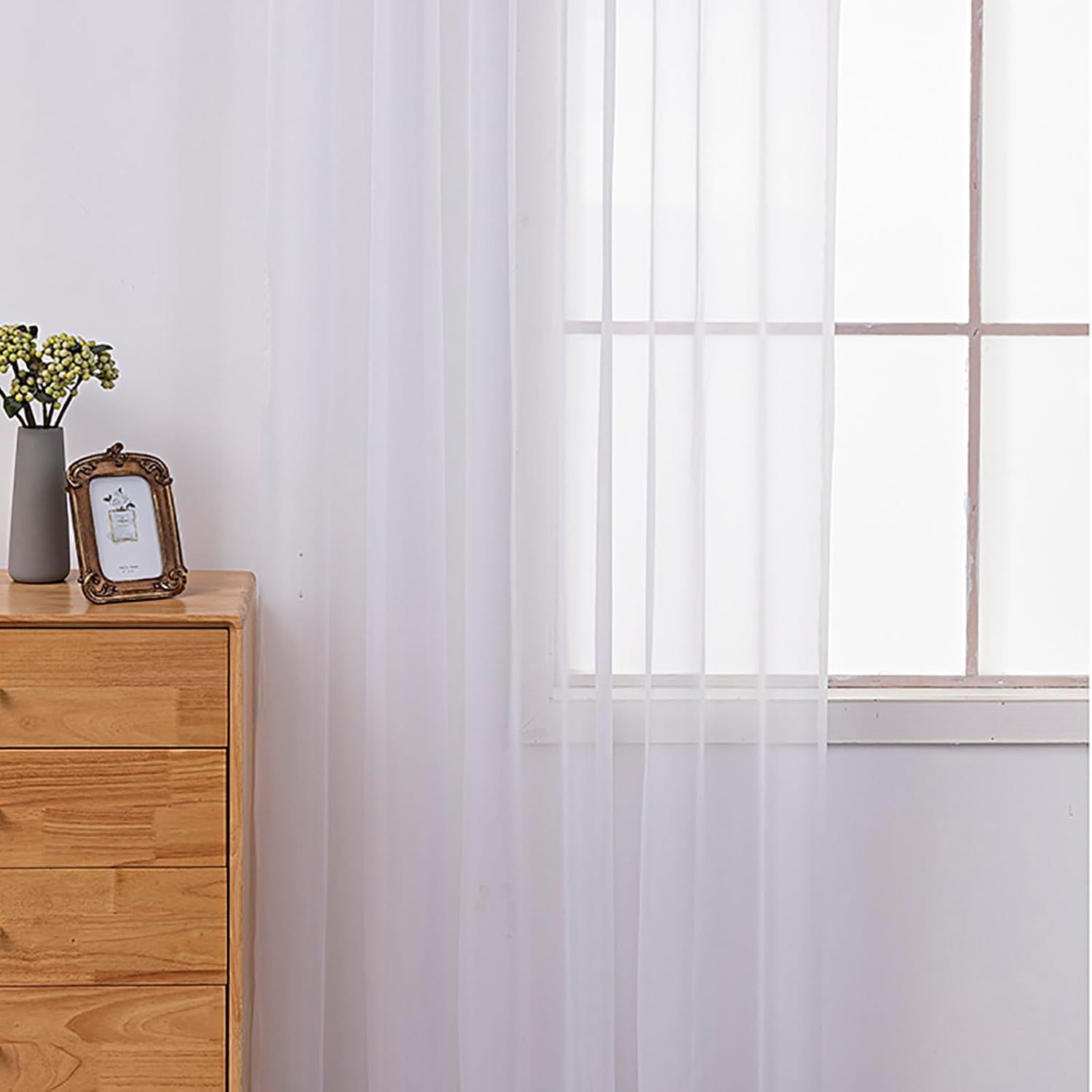 MIULEE Lot De 2 Rideaux Semi-transparents En Lin Orange Brûlé Pour Salon, Chambre à Coucher