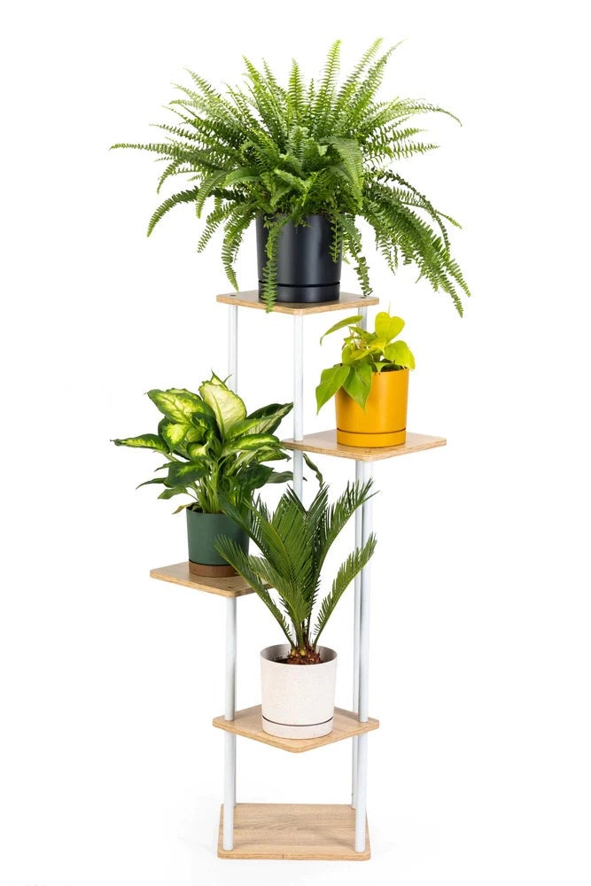 Kwietnik stojący metalowy biały stojak na 5 donic