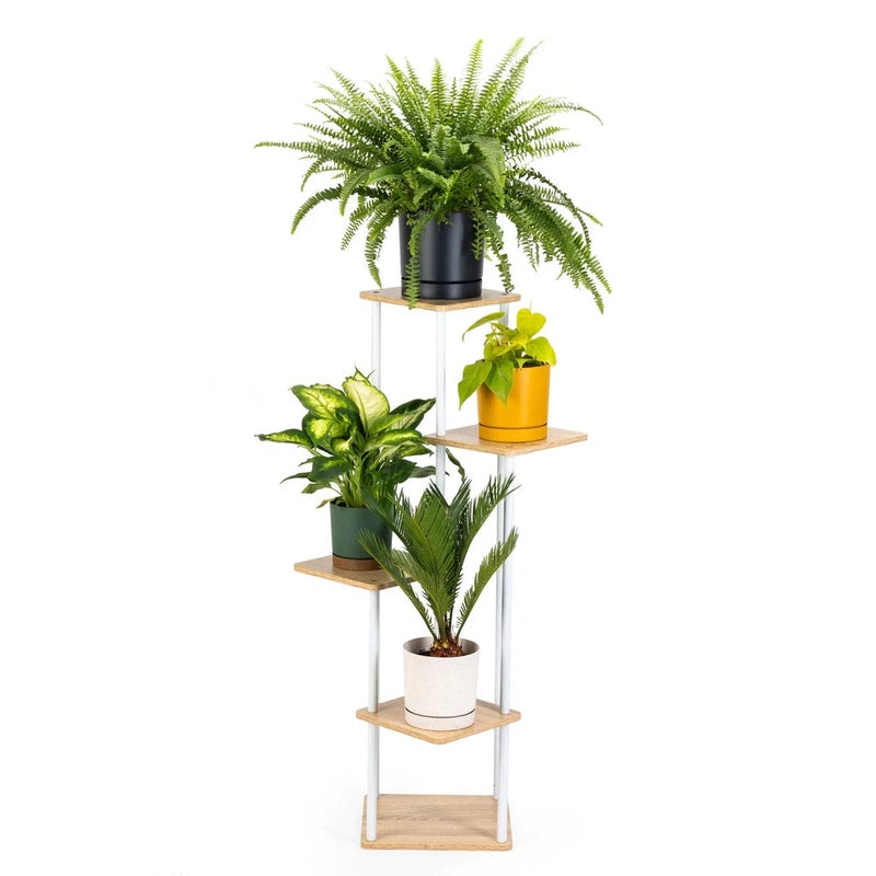 Kwietnik stojący metalowy biały stojak na 5 donic