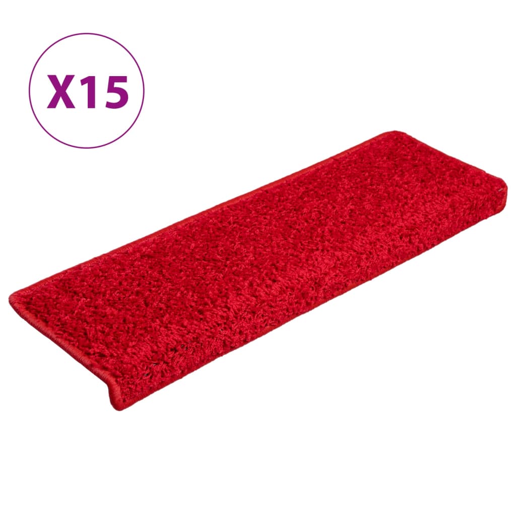 Alfombrillas de peldaños de escalera 15 piezas | alfombras de escalera | tapetes de escalera rojo 65x21x4 cm cfw65090