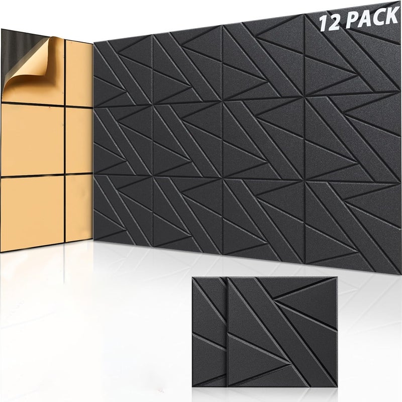 Zestaw samoprzylepnych paneli akustycznych wygłuszające wypełnienie poliestrowe panele ścienne dźwiękochłonne o wysokiej gęstości x x cm czarne