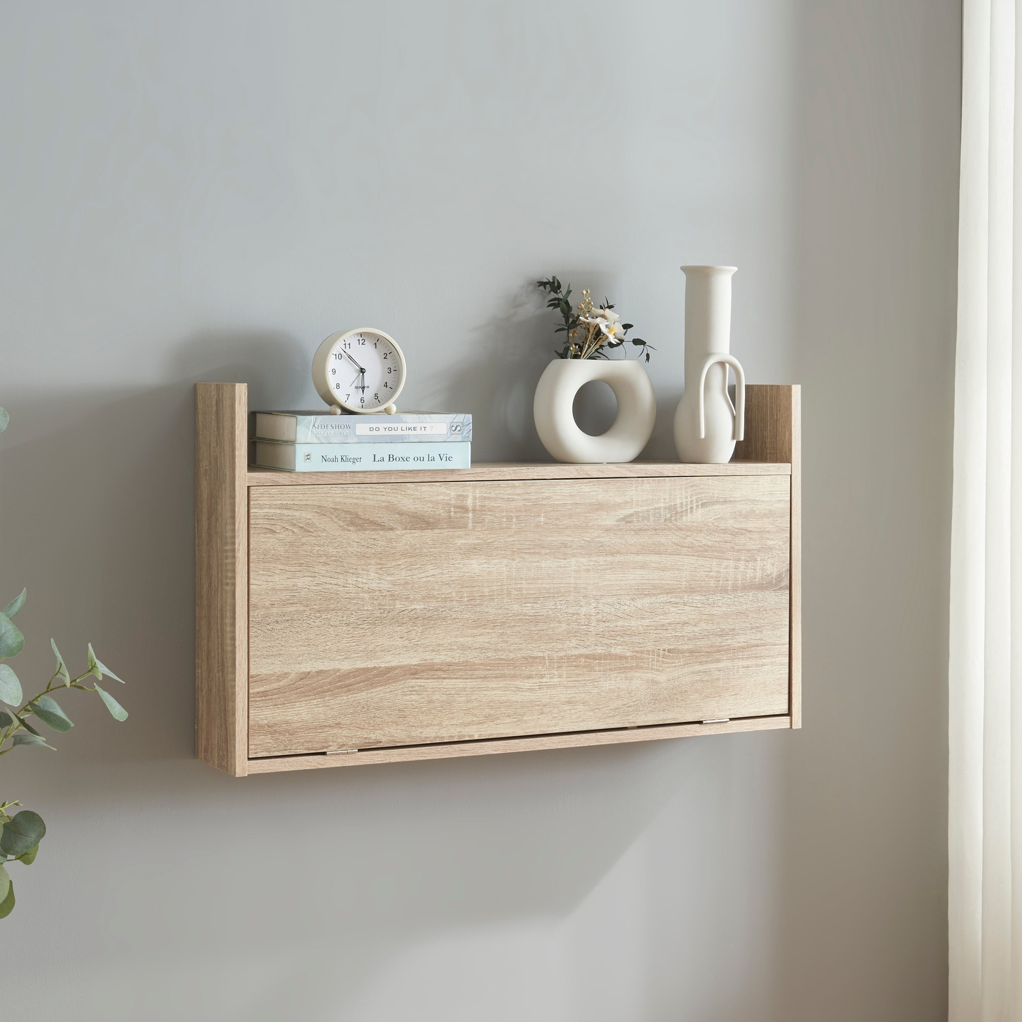 Bureau mural rabattable Rautalampi 48 x 83 x 48 cm effet chêne blanc [en.casa] - 2