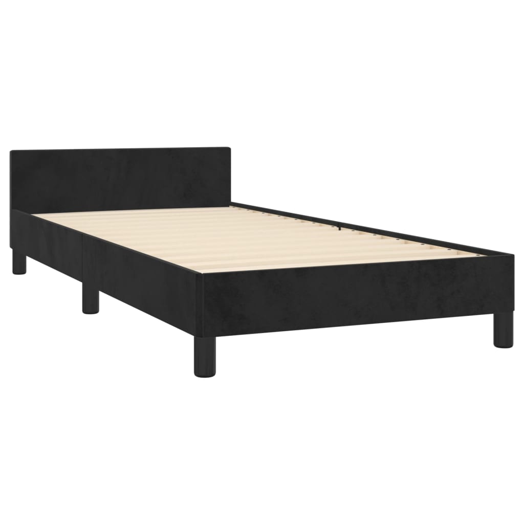 Cadre de lit sans matelas noir 100 x 200 cm en velours - 5