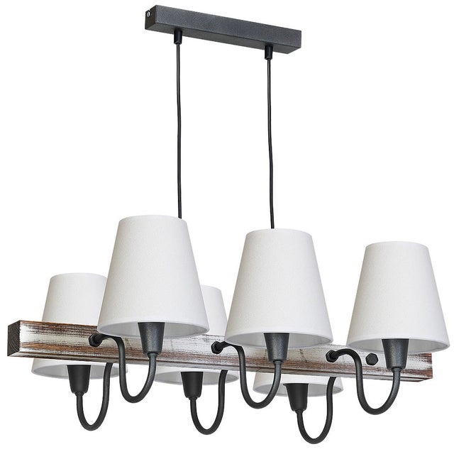 Lampa wisząca Thor czarno-biała-ciemne drewno 6xE14x40W wym: 80 x 72 x 56 cm metal Aldex