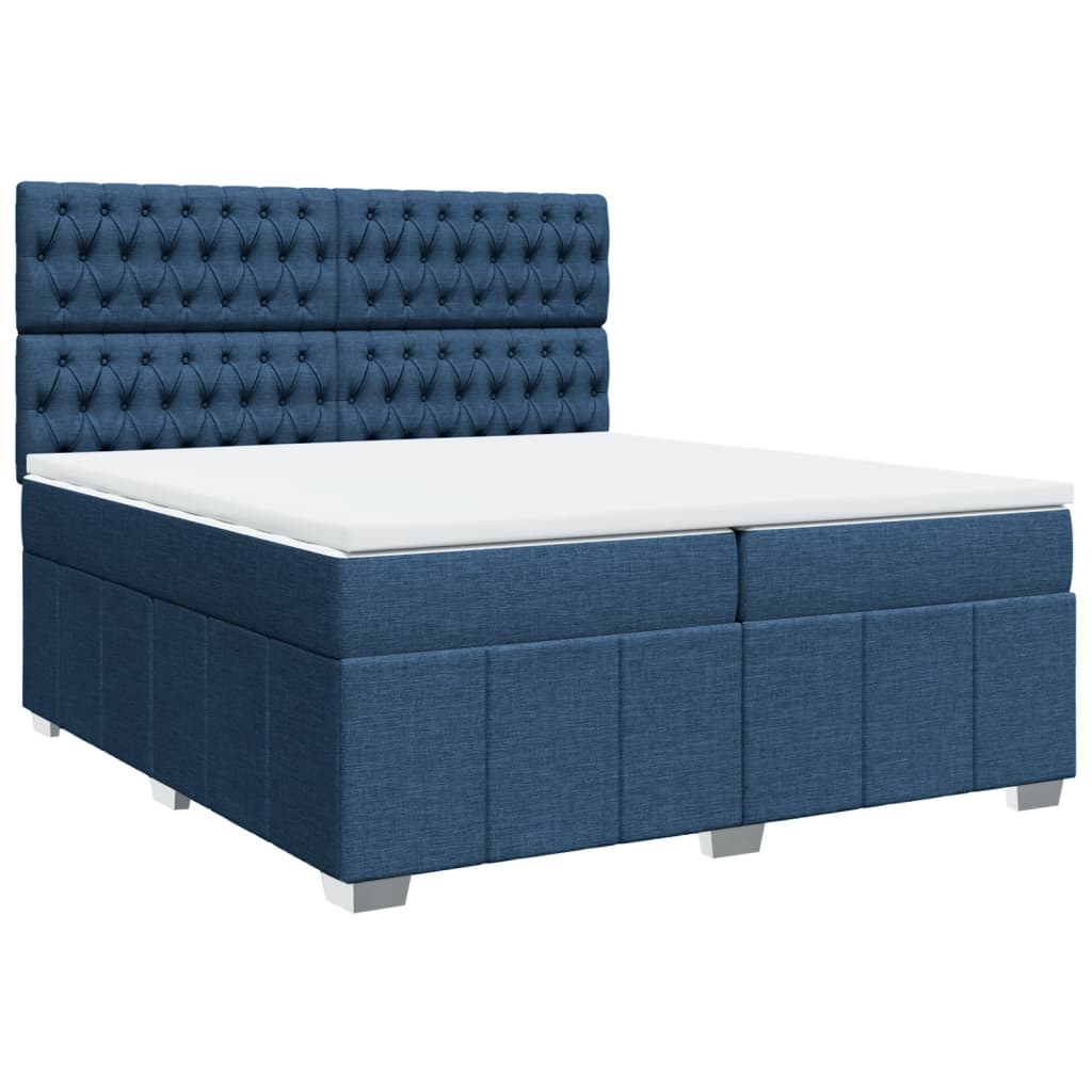 Maison Exclusive - Sommier à lattes de lit avec matelas Bleu 200x200 cm Tissu - 2