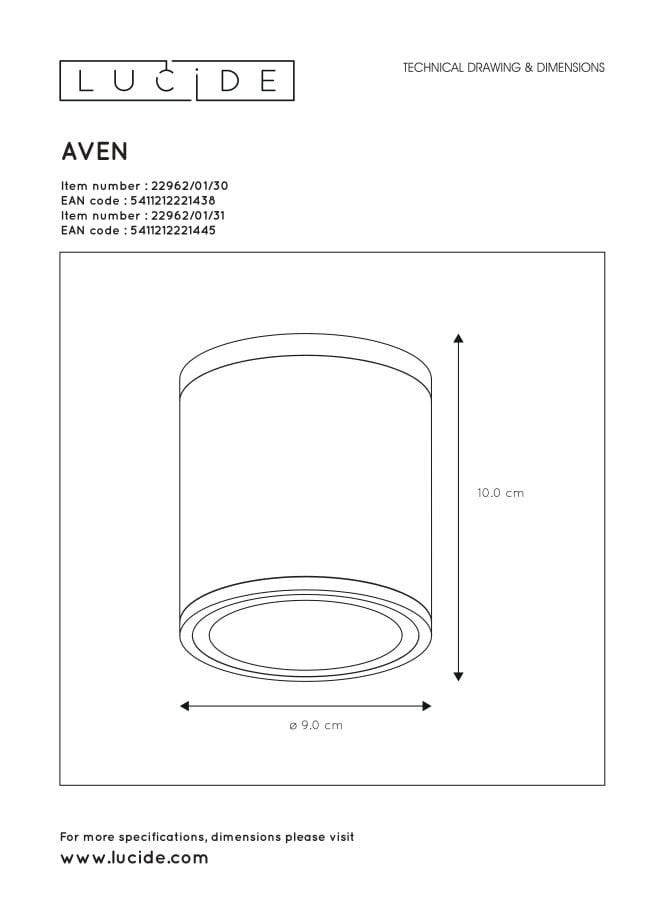 AVEN-Spot Aluminium Salle de bain Ø9cm - - 5