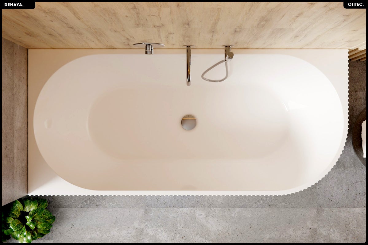 Bañera asimétrica - 150 x 75 cm - Izquierda - Con sifón Cromado - Pies - INCLUIDOS - DENAYA - 4