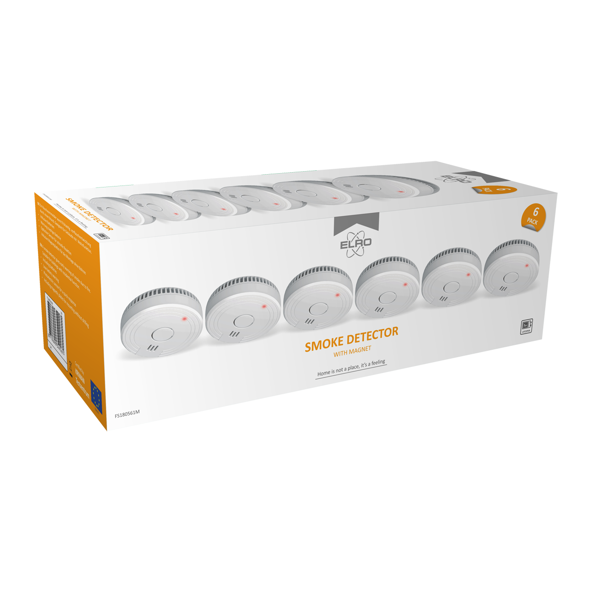 ELRO FS1805M Détecteur de Fumée avec Aimant - 5 Ans de Batterie et Garantie/DIN EN14604-6 Pièces - 6