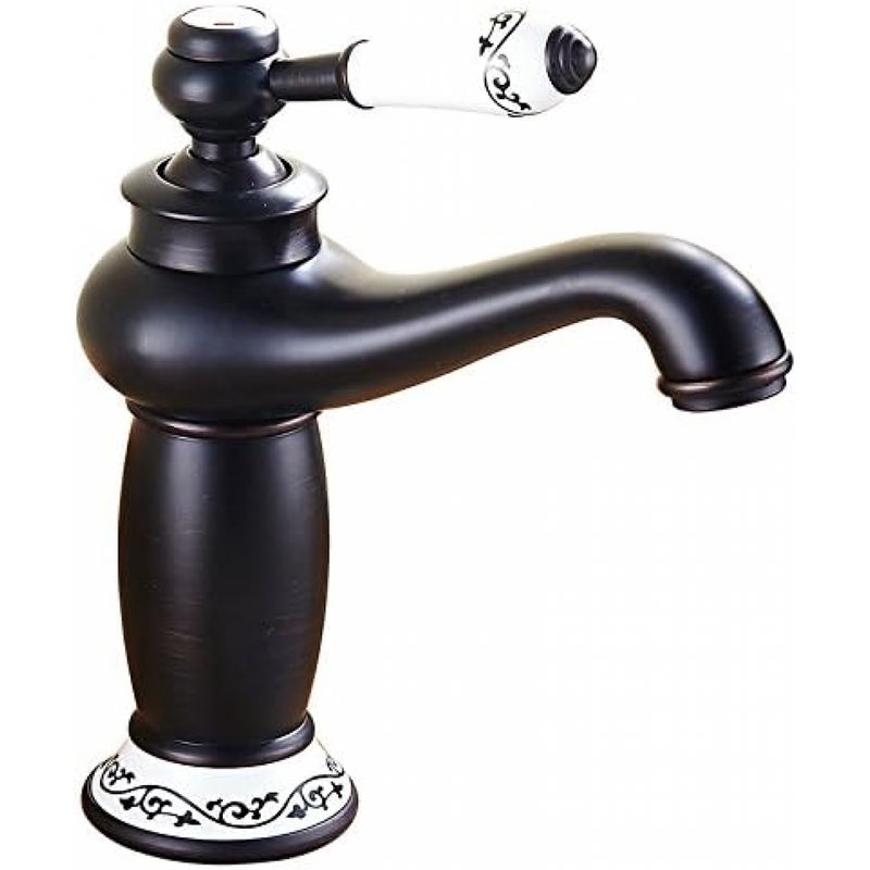 Bateria umywalkowa do łazienki w stylu vintage, wykończenie z brązu olejowanego, mosiądz, 24*10*5,5 cm