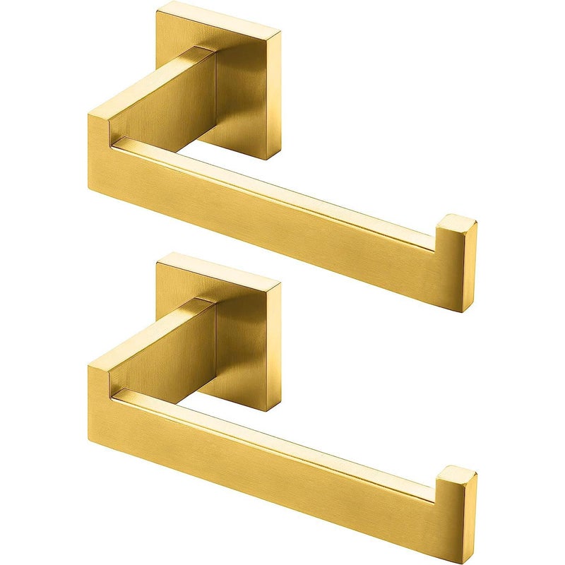 Złoty uchwyt na papier toaletowy, uchwyt na papier toaletowy ze stali nierdzewnej do łazienki i kuchni (kwadratowy), 2 sztuki