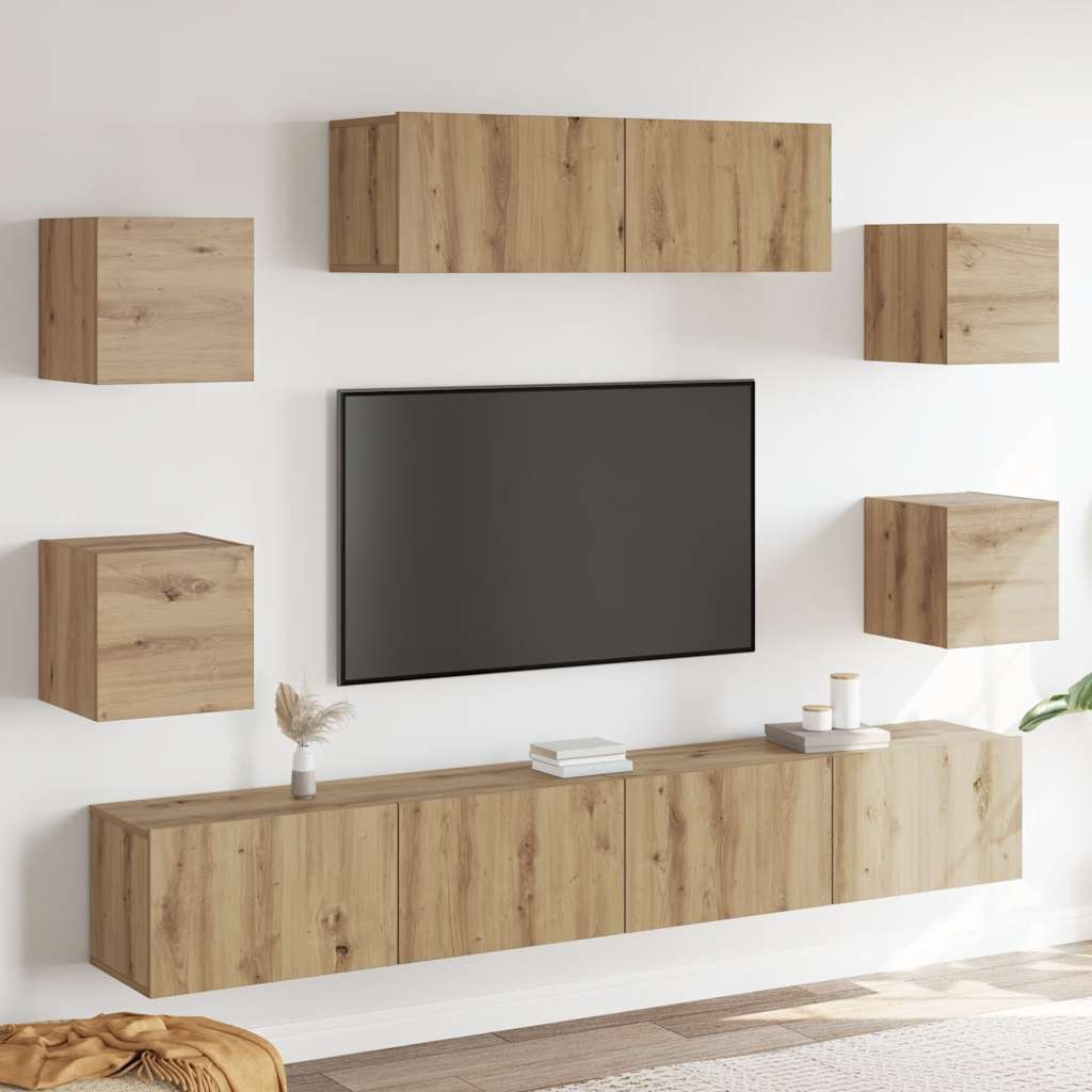 7-cz. zestaw szafek TV, dąb artisan, materiał drewnopochodny vidaXL