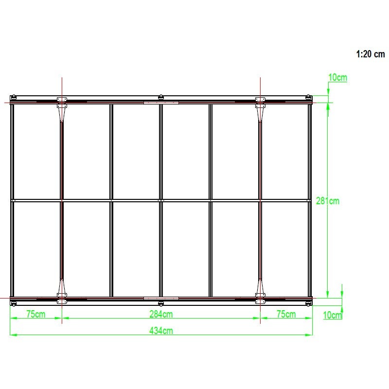 X-Metal Carport autoportant aluminium 13m² polycarbonate 6mm anthracite 3x4,3m - 2