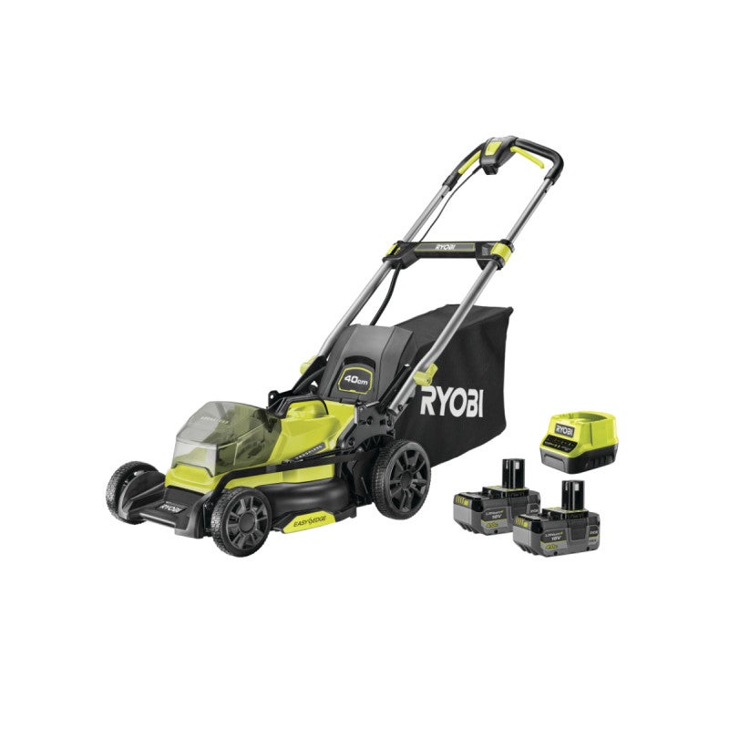 Tondeuse poussee RYOBI 18V Brushless coupe 40cm 2 batteries 4 0Ah 1 chargeur rapide RY18LMX40C 240 Leroy Merlin