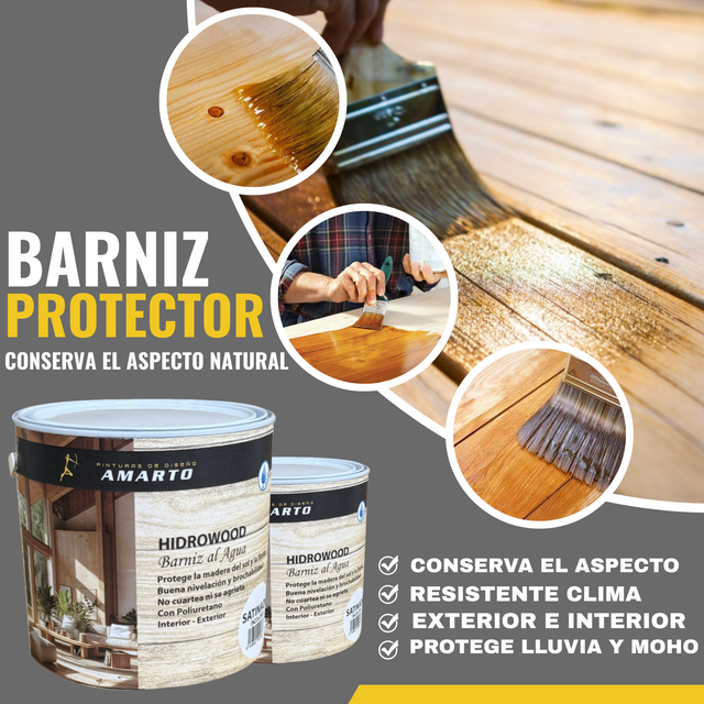 [2,5L] Fondo tapaporos al agua para madera exterior, con protección antitaninos, resistente al agua, rayos UV y condiciones climáticas