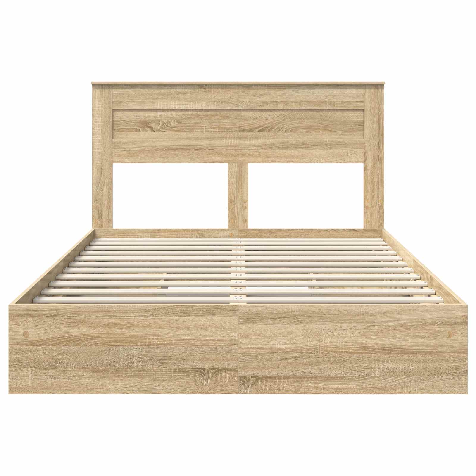 Lit de rangement chêne 140 x 190 cm panneau de bois - 8