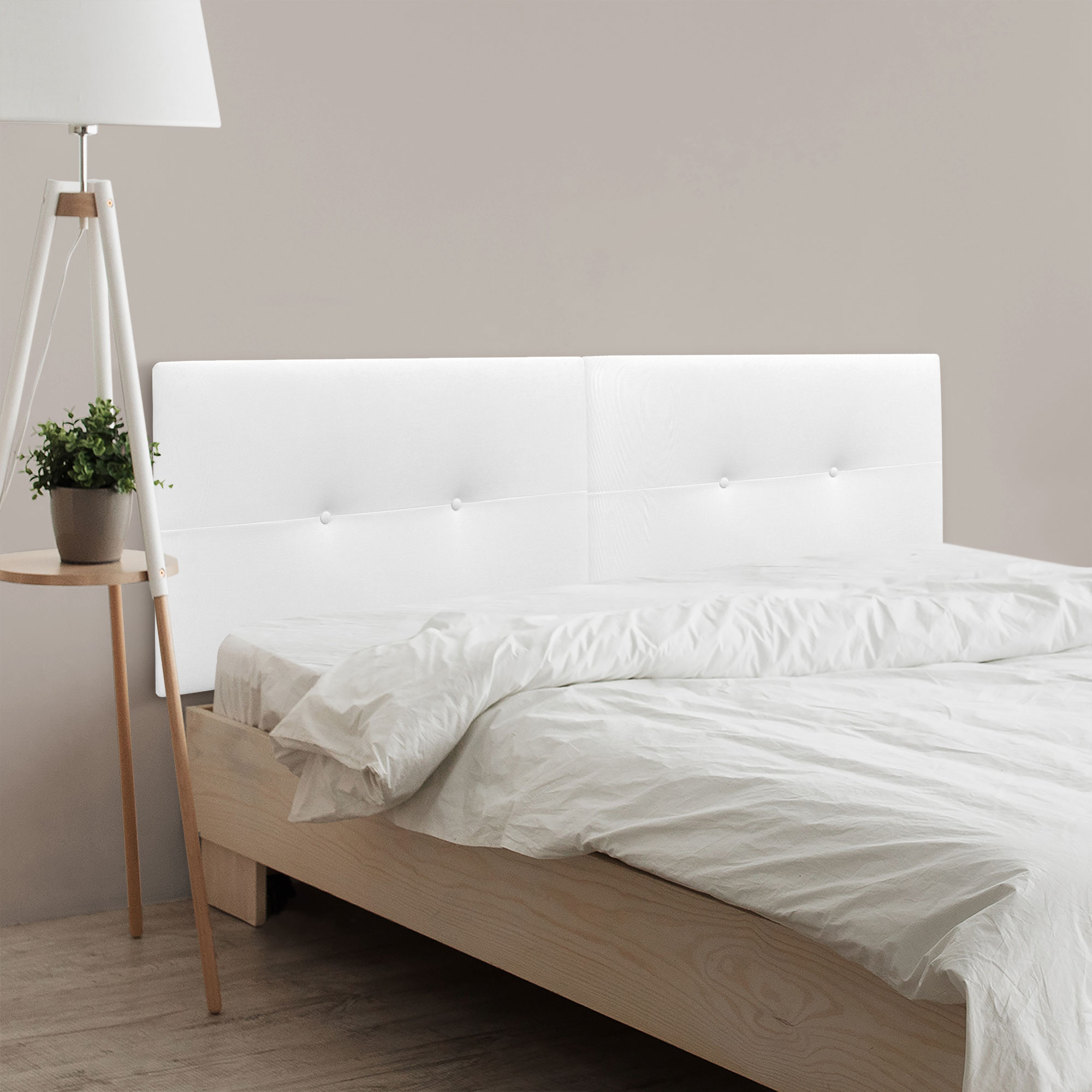 Dhome cabecero de tela acualine pro dual dividido en 2 piezas tapizado de alta gama cabezal tapizado (blanco, 180cm dual)