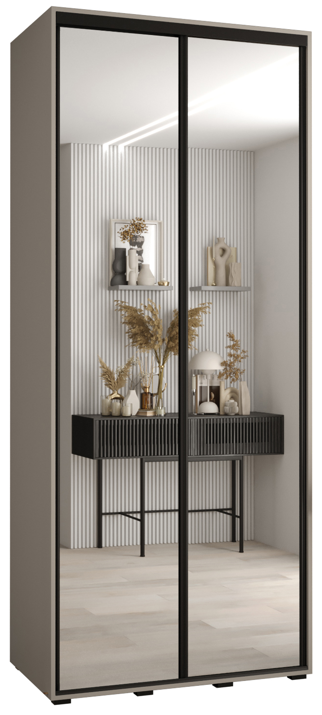 Szafa przesuwna z lustrem wysoka Dakota 2 120 x 45 x 235,2 cm kaszmir + u. czarny - Abiks Meble
