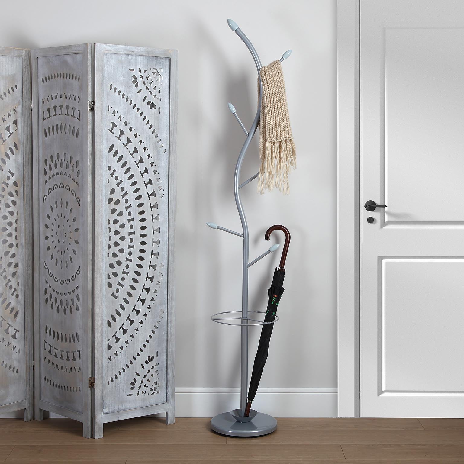 Versa Derby Appendiabiti da terra in stile Minimalista, Attaccapanni per Ingresso o Corridoio, Grigio, 185x30x30cm - 2