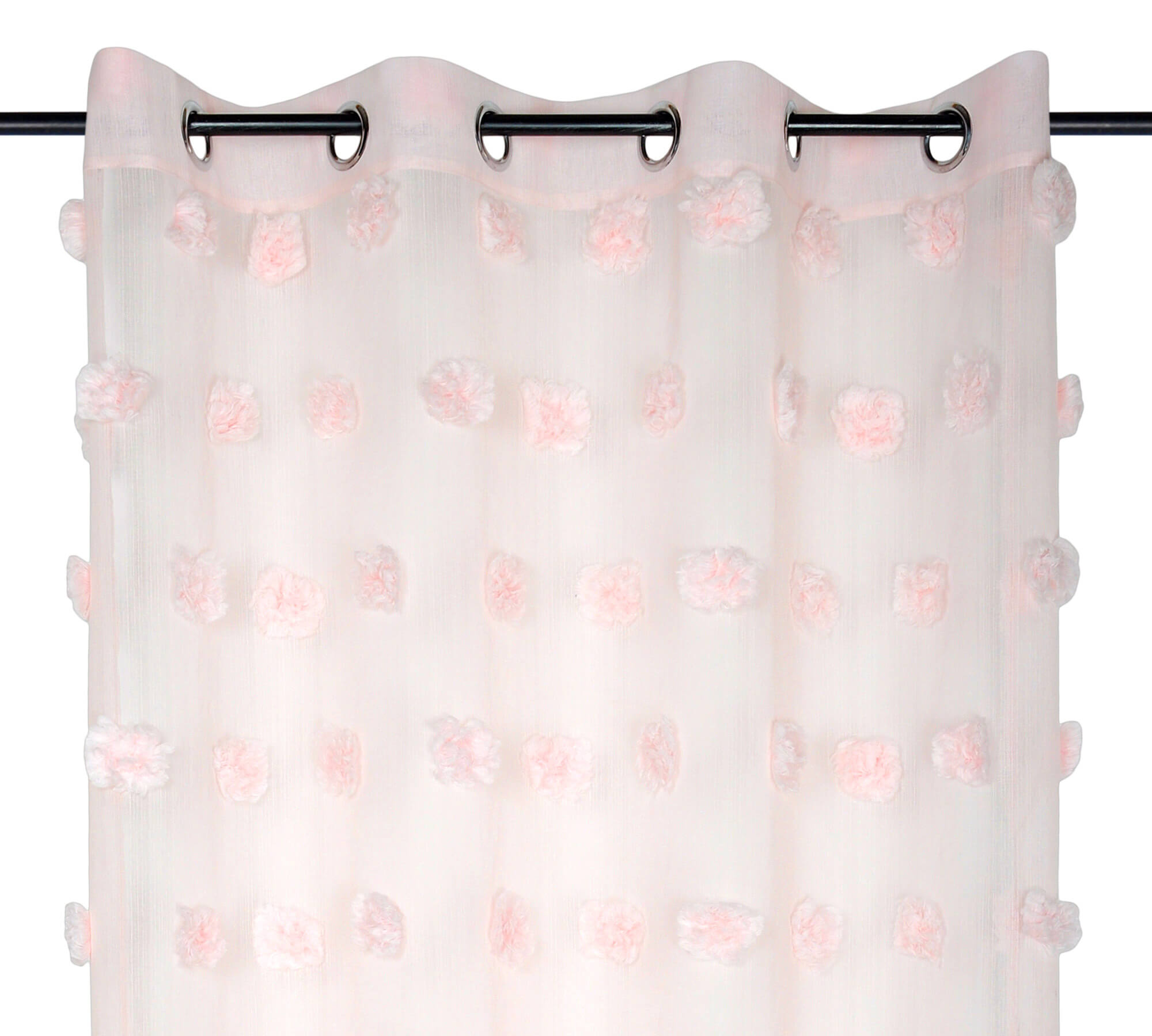 Tenda in Voile con pompon ricamati - Rosa chiaro - 4
