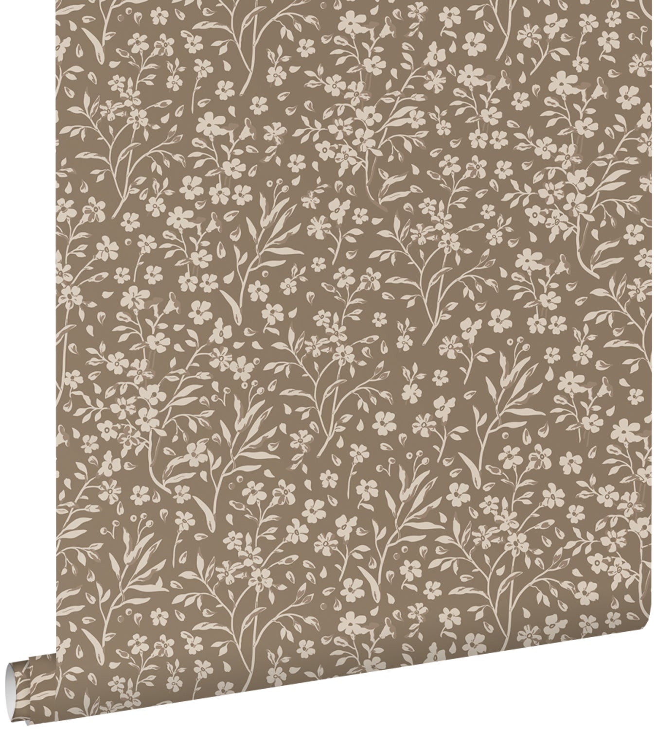 Tapeta kwiaty taupe - 50 x 900 cm - ESTAHOME