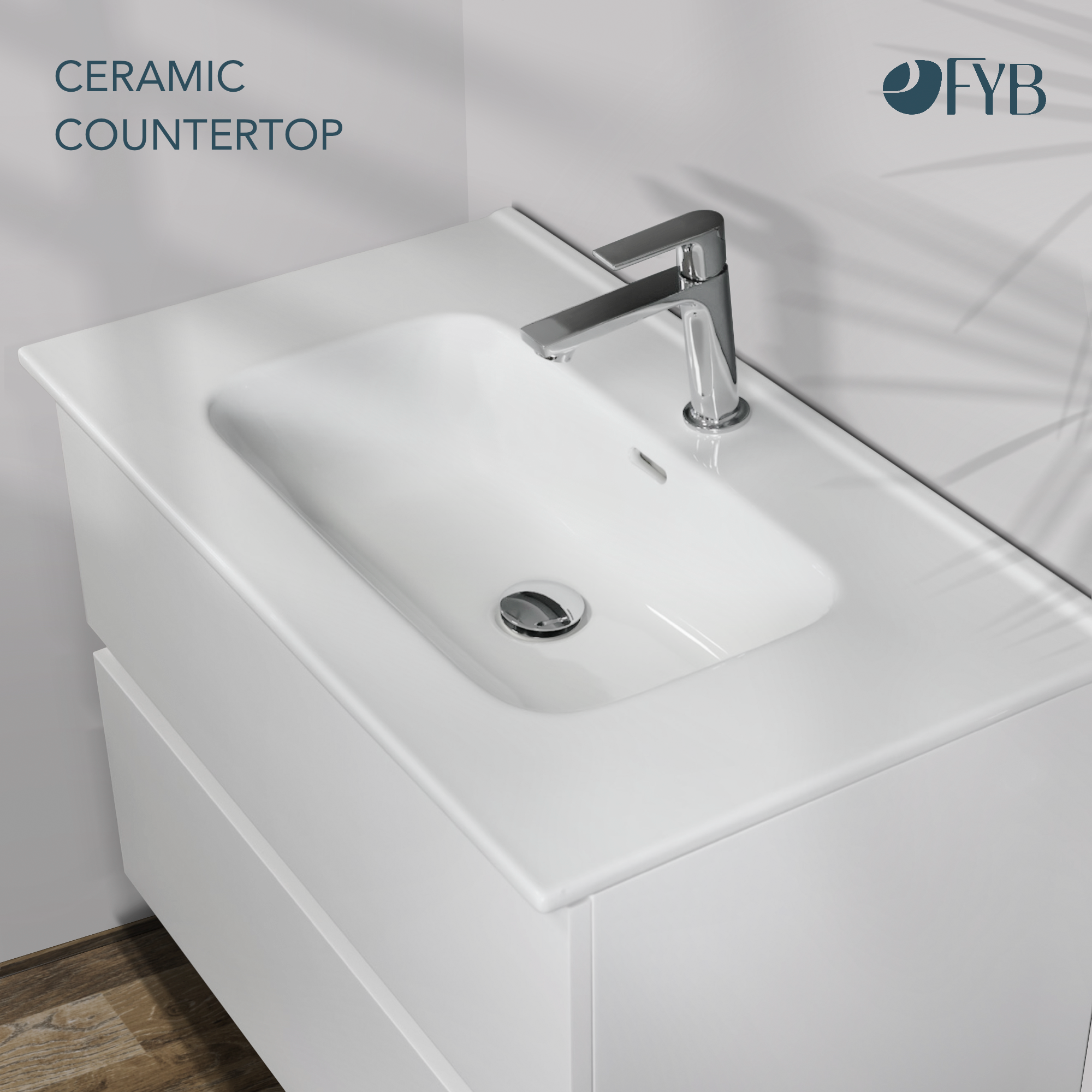 Feel Your Bath, Meuble Salle de Bain Couleur Blanche 60cm avec Vasque en Céramique Blanc Brillant – Élégant et Facile à Poser - 4