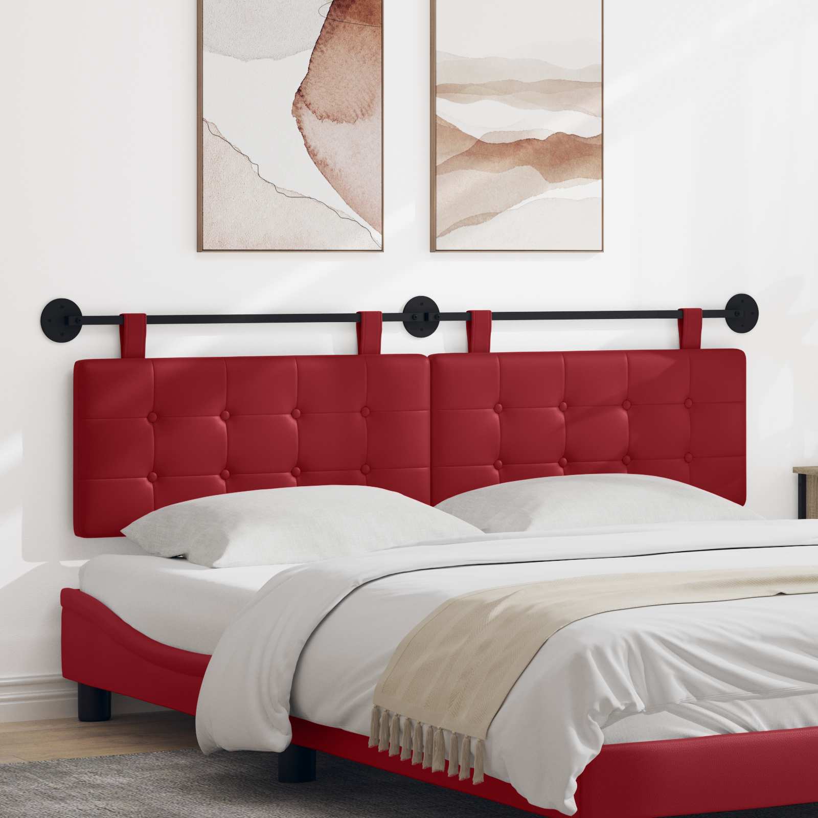 Tête De Lit Rembourrée Premium Milan DUÉRMETE - Similicuir Gris 145x60 Cm Pour Lit 135/140