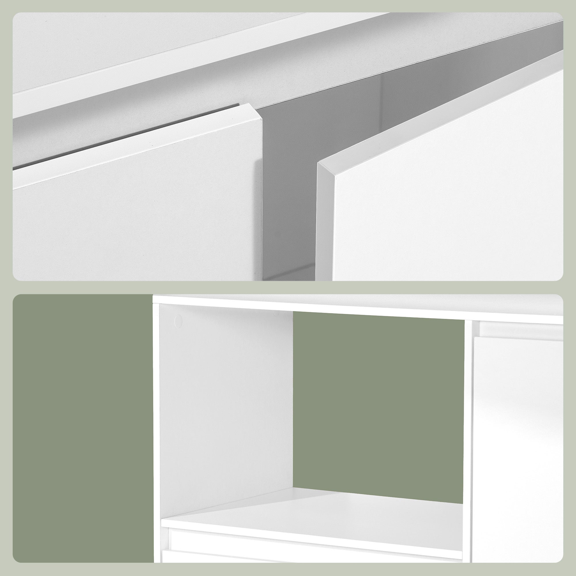 Armoire de Cuisine, Buffet avec Étagère Micro-ondes, 3 Portes, Plan de Travail, Compartiment Ouvert, Blanc - 7