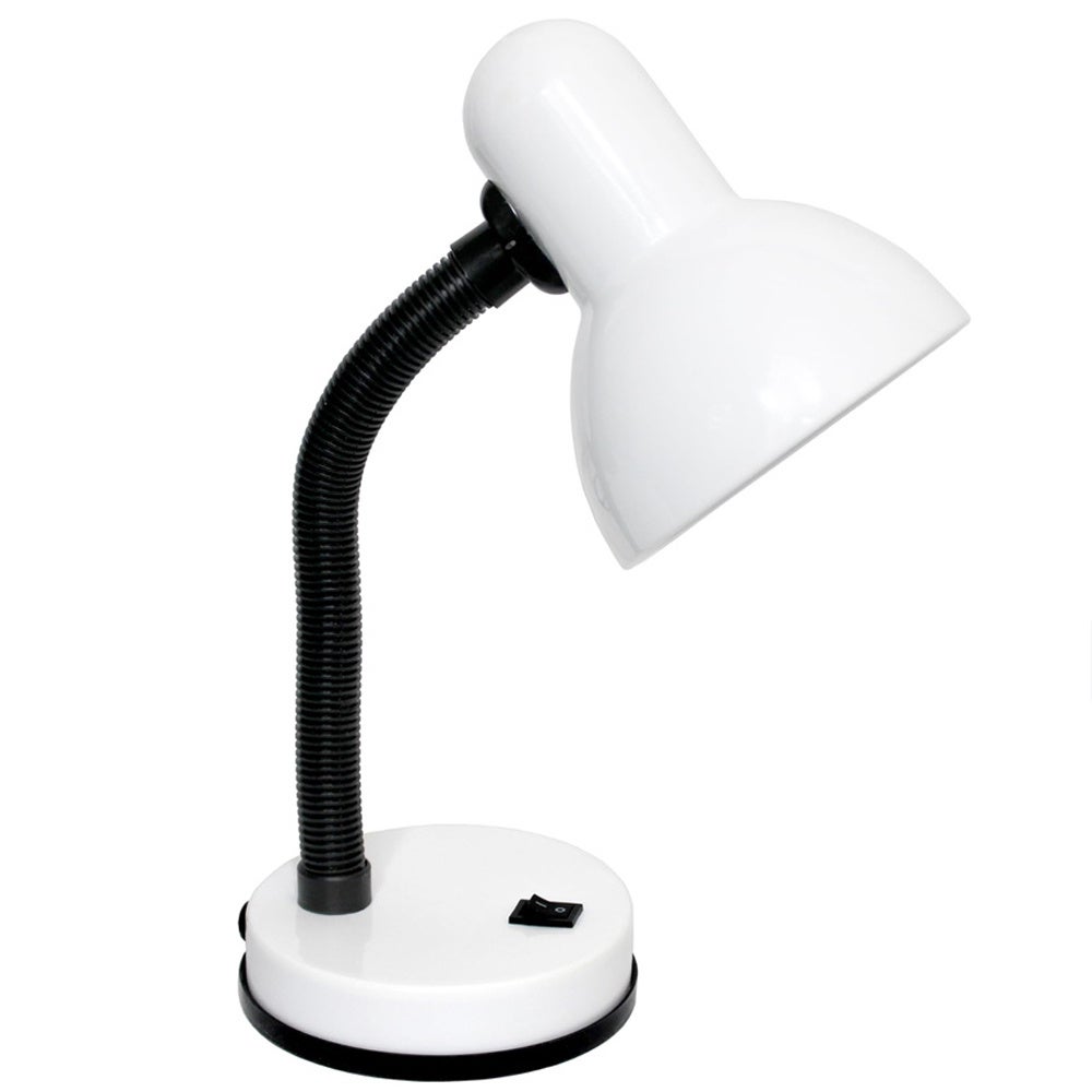 Lampa stołowa E27 z gwintem, wąż ochronny na oczy, trzykolorowa, z wymienną żarówką, z przełącznikiem jednoprzyciskowym - biała