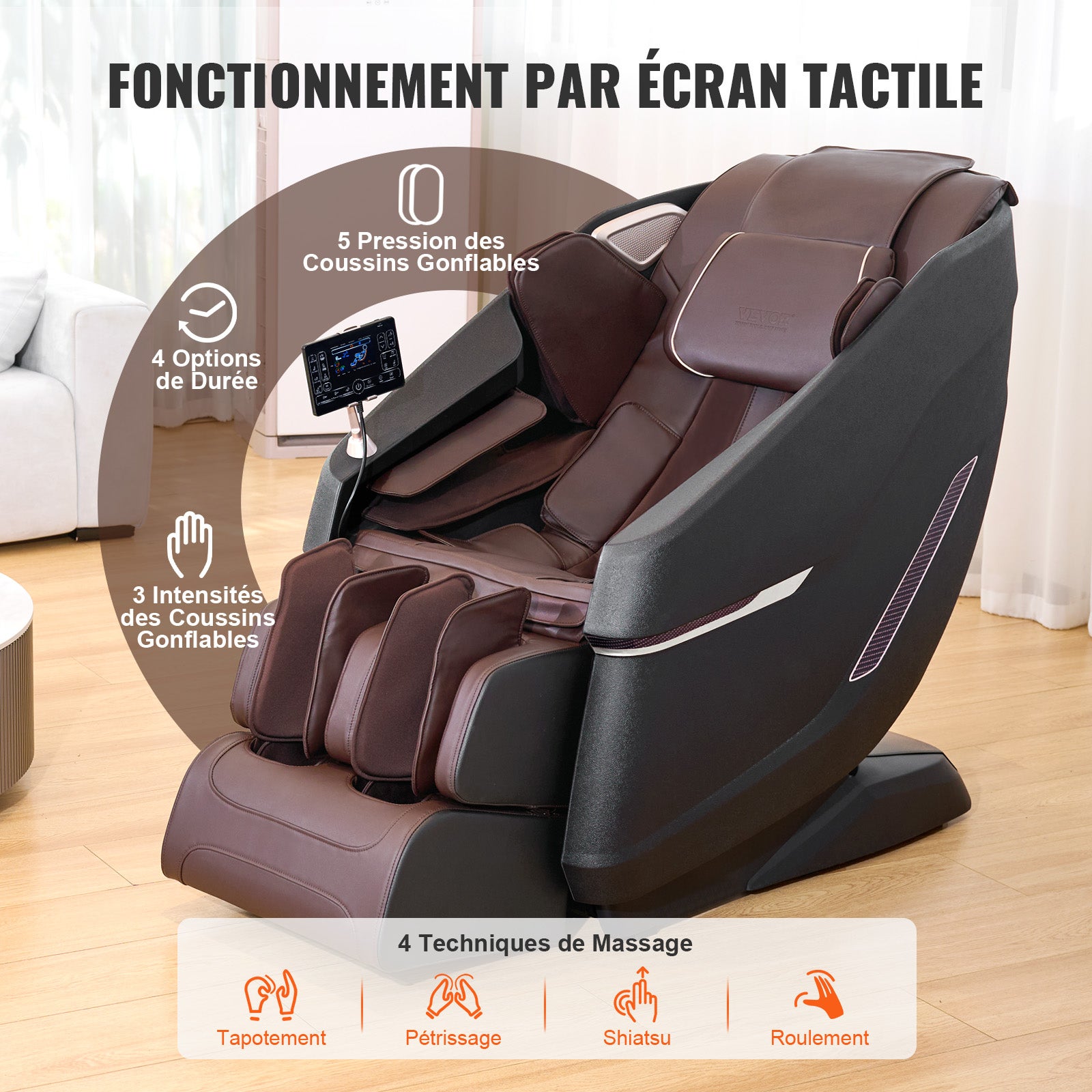Fauteuil de massage 3D Shiatsu SL Rail Zero Gravity 10-18 modes Chauffage Haut-parleur Bluetooth 160 kg SucceBuy - 8