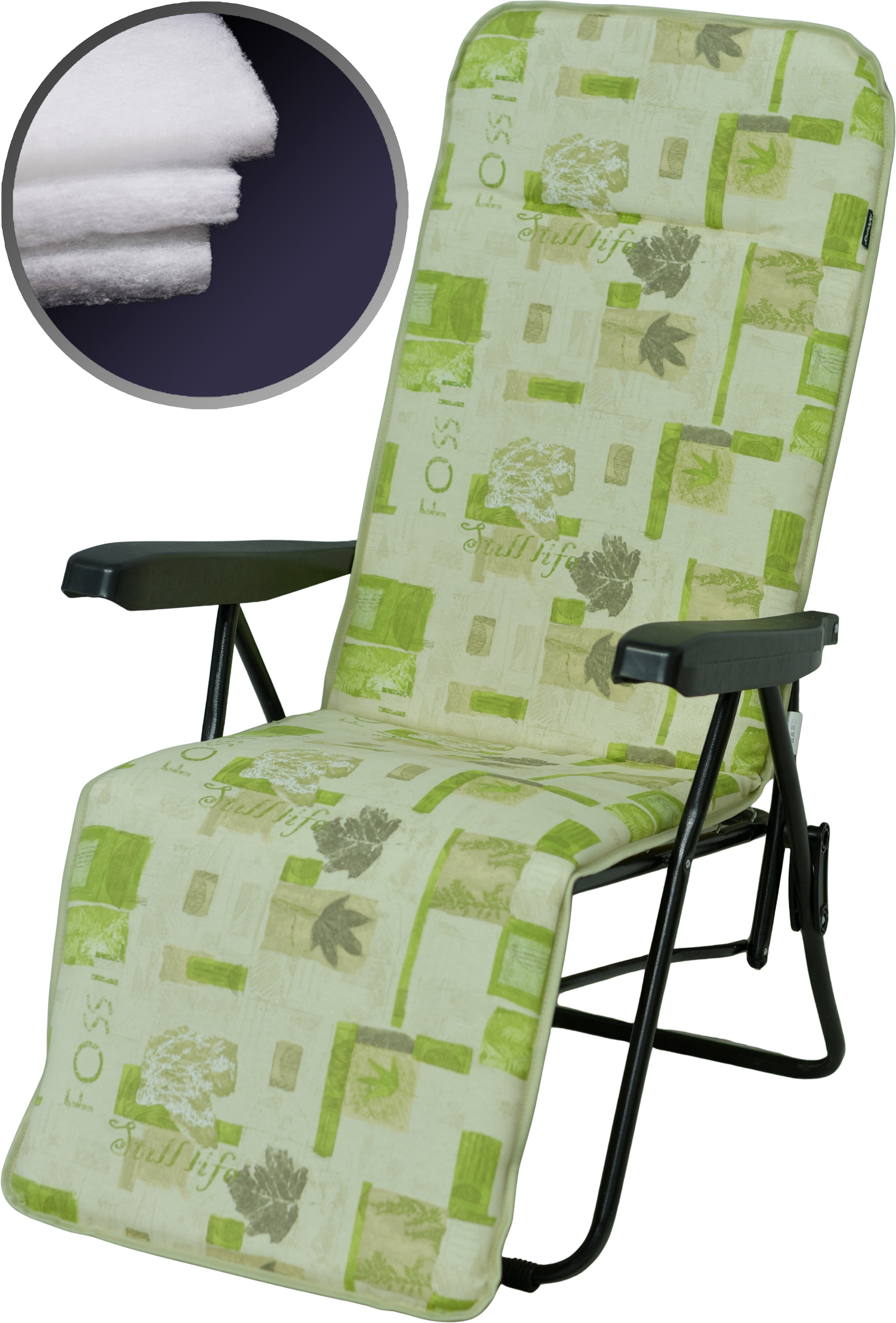 Poduszka na leżak fotel z podnóżkiem AMPO zielony beżowy 1 szt.