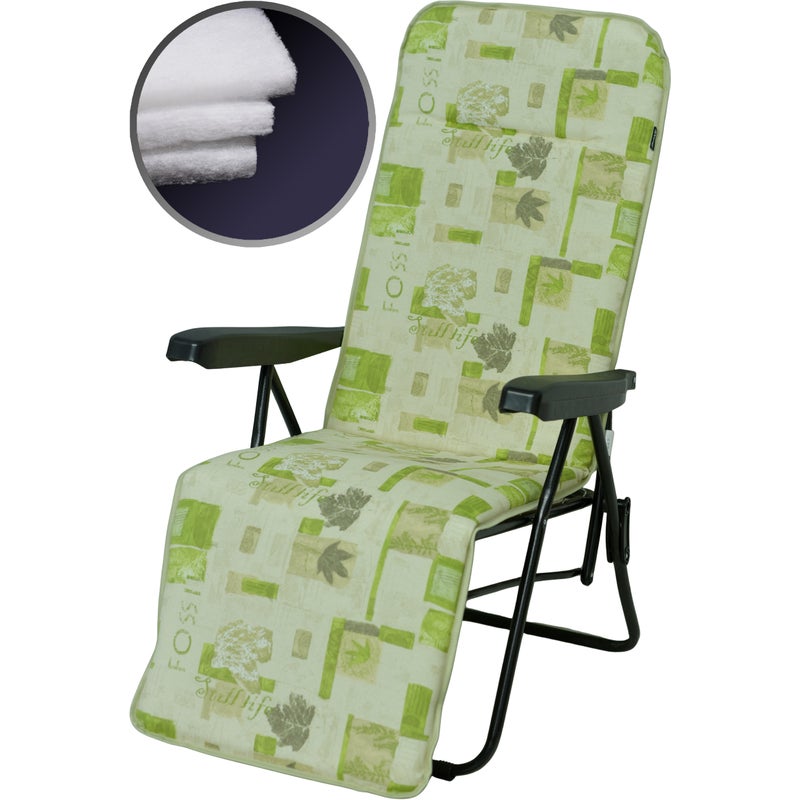Poduszka na leżak fotel z podnóżkiem AMPO zielony beżowy 1 szt.