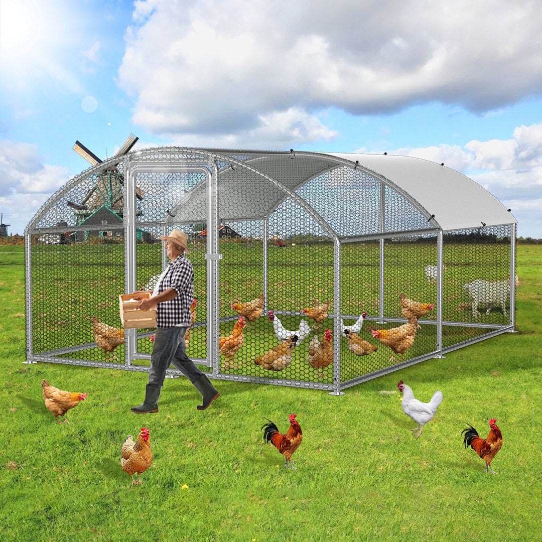 Klatka 3×4×2 m z łukowatym dachem – metalowa klatka dla kur, powierzchnia 12 m², zamykane drzwi, wybieg dla kur i małych zwierząt - 9