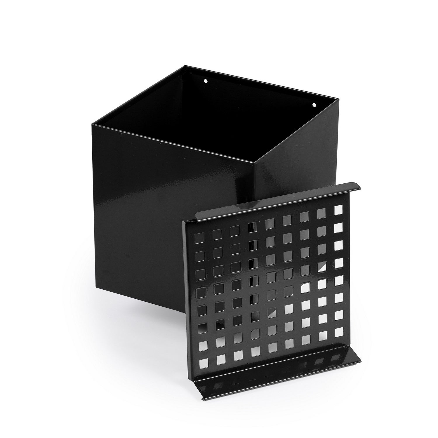 Boite à eau Noir RAL 9005 200 x 200 sortie Ø 80 avec grille anti-feuilles – LPP - 2