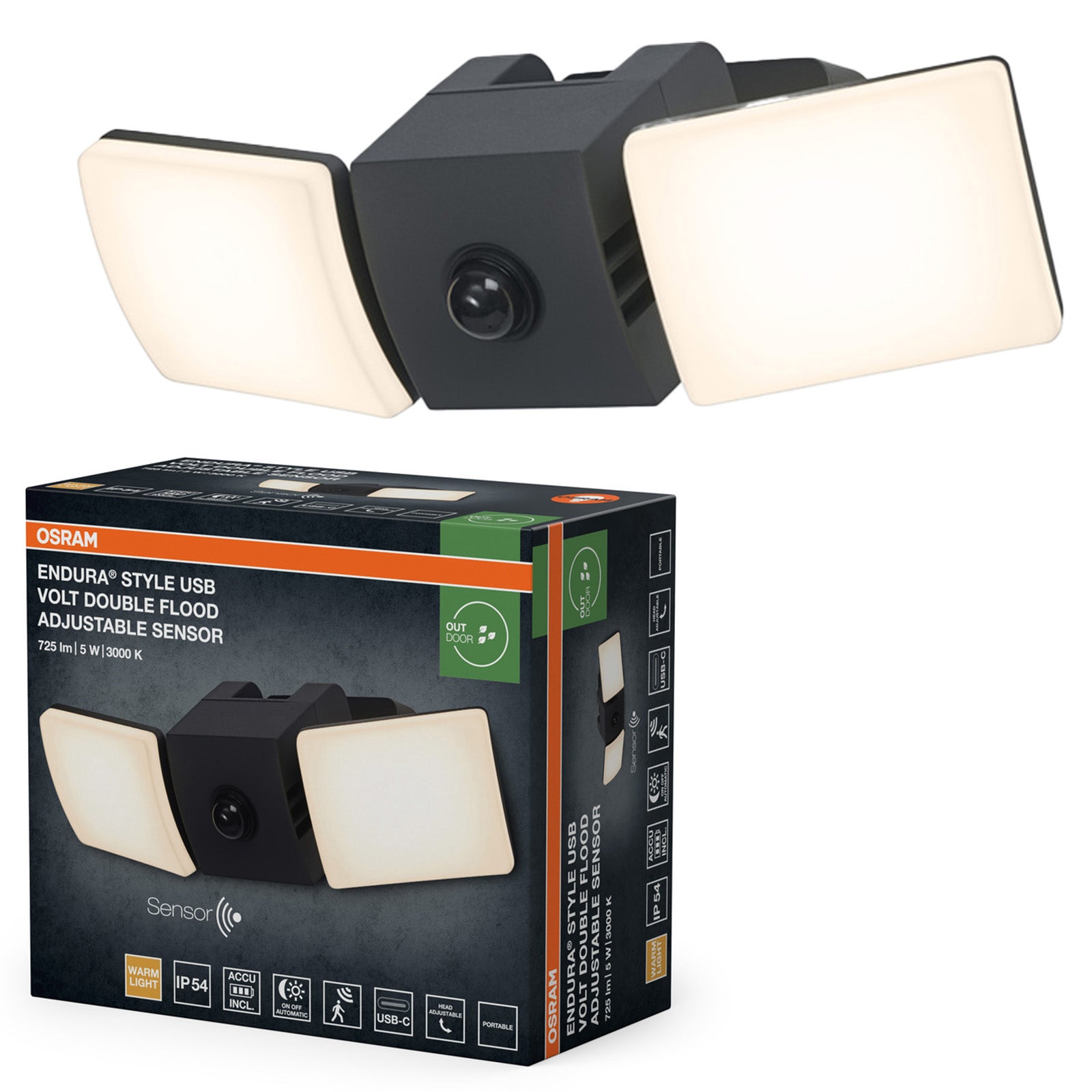 Kinkiet Ogrodowy Osram Lampa Elewacyjna Zewnętrzna LED z Czujnikiem Ruchu i Zmierzchu 5W 535lm 3000K Ciepła biel Ściemnialna Szary IP54 1 szt.