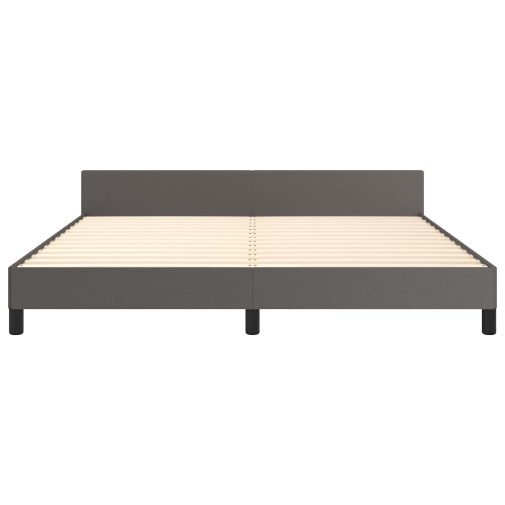 Cadre de lit sans matelas, gris, 160 x 200 cm, similicuir - 6
