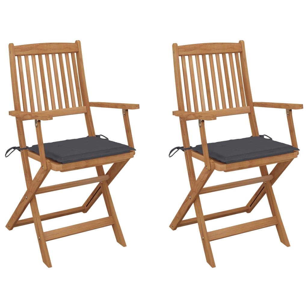 Chaise de jardin pliable avec coussin Garden furniture en Métal Gris - 2