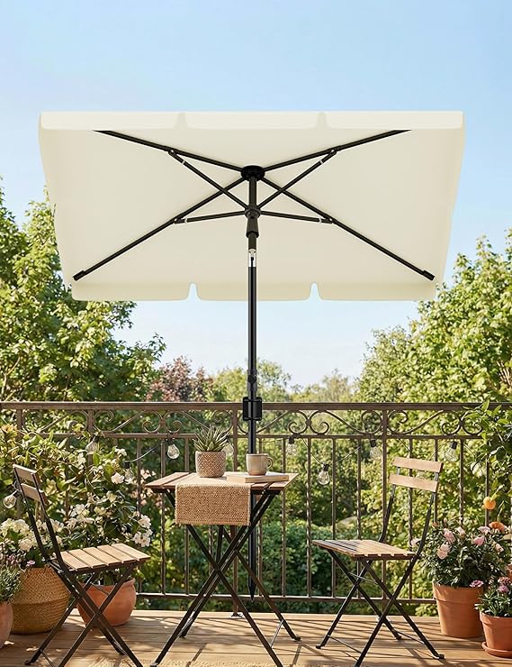 Parasol de Balcon Rectangulaire 200x125 cm, Anti-UV 50+, Inclinable et Réglable, avec Support Balustrade et Housse - 6