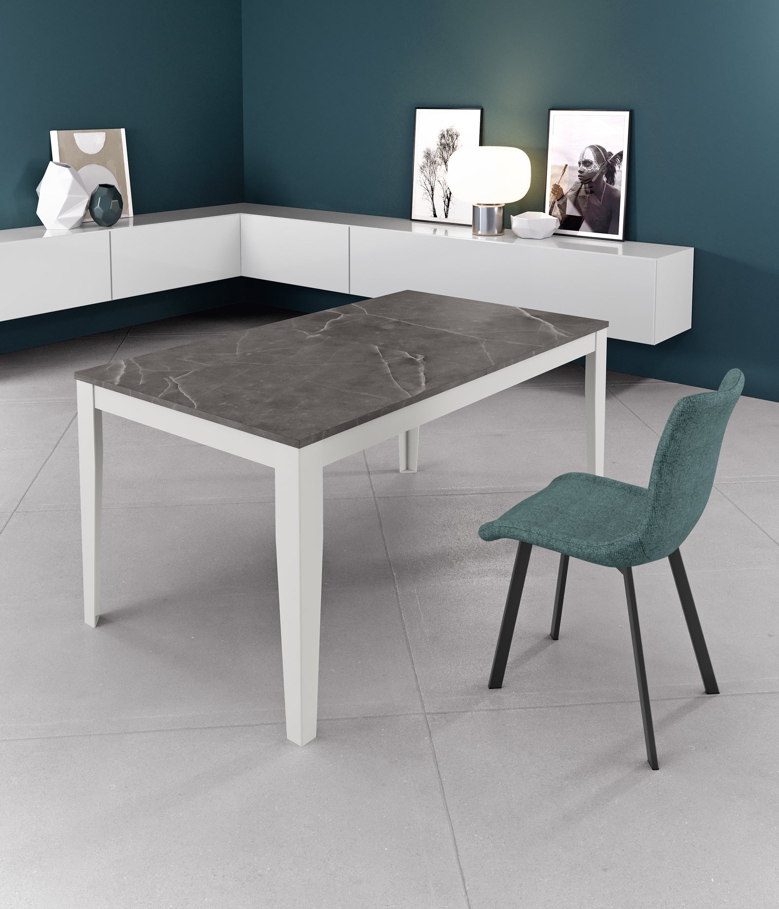 Duży - Stół rozkładany (130/290 x 80 cm) z białej melaminy