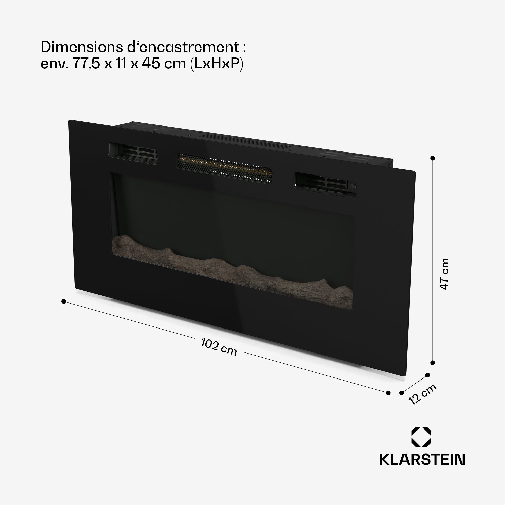 KLARSTEIN Galeras Smart cheminée électrique | 2 niveaux de chauffage | 16 - 30°| flammes LED | compatible IOT Noir - 7