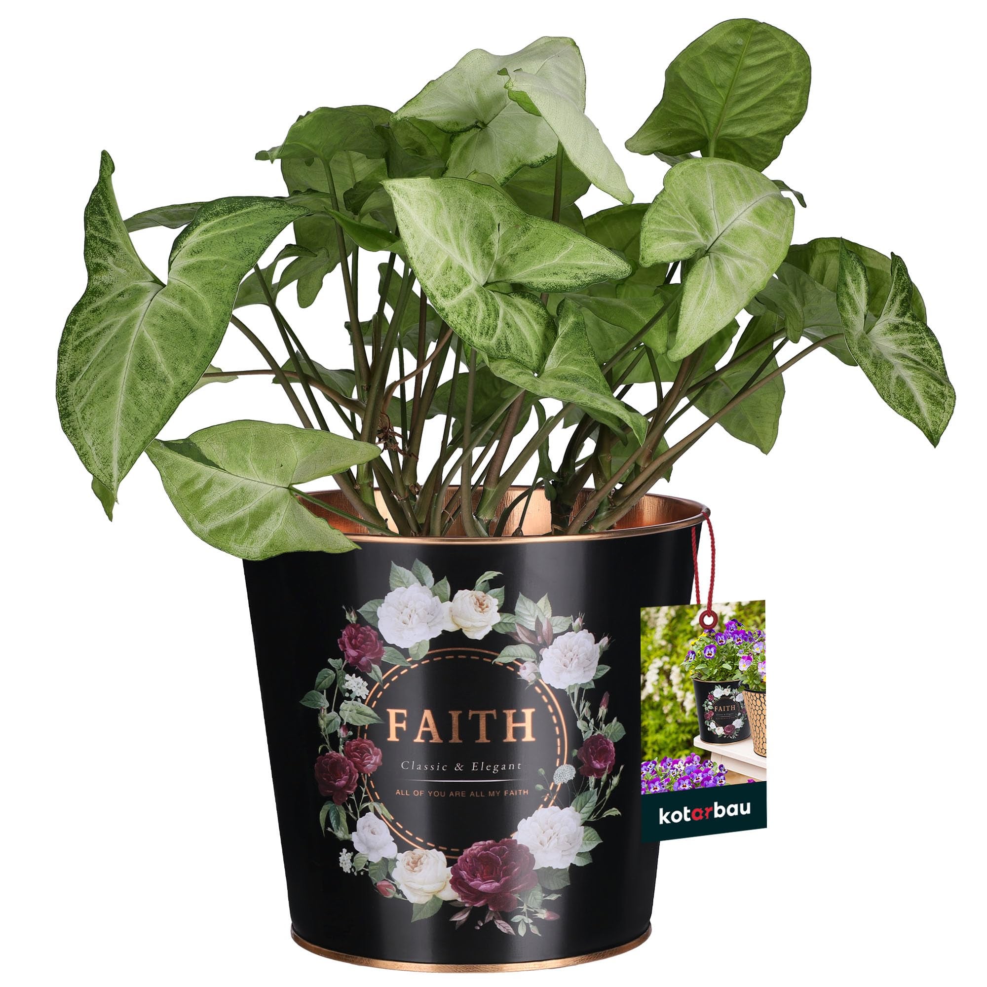 Doniczka na kwiaty rośliny donica stalowa osłonka okrągła zioła kuchni domu - KOTARBAU