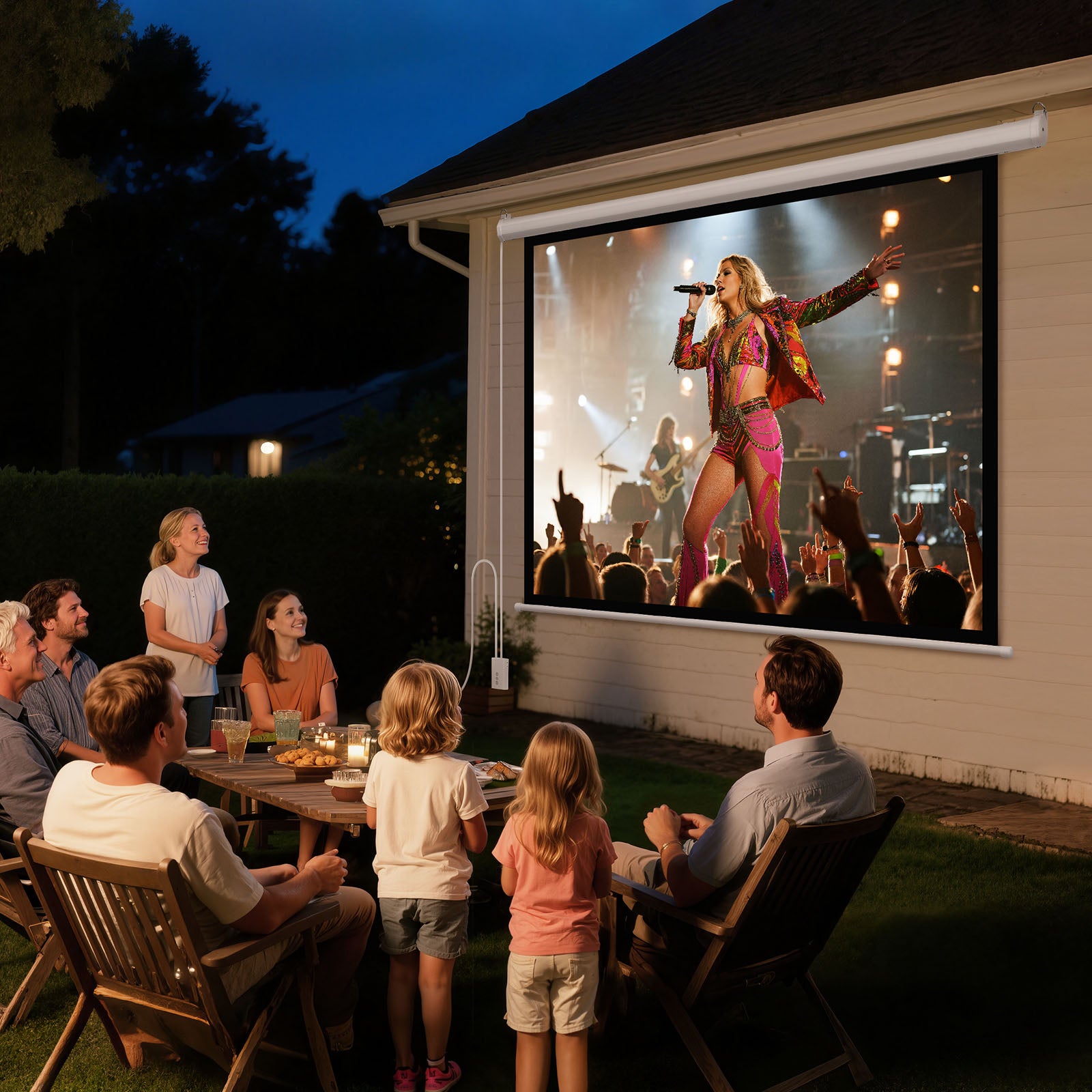 Ecran de projection SucceBuy electrique motorise 1829 mm 4:3 1080 HD, toile murale en PVC, telecommande incluse, large angle de vision, pour maison - 8